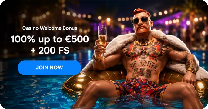 MrPunter welcome bonus 100% up to €500 + 200 FS
